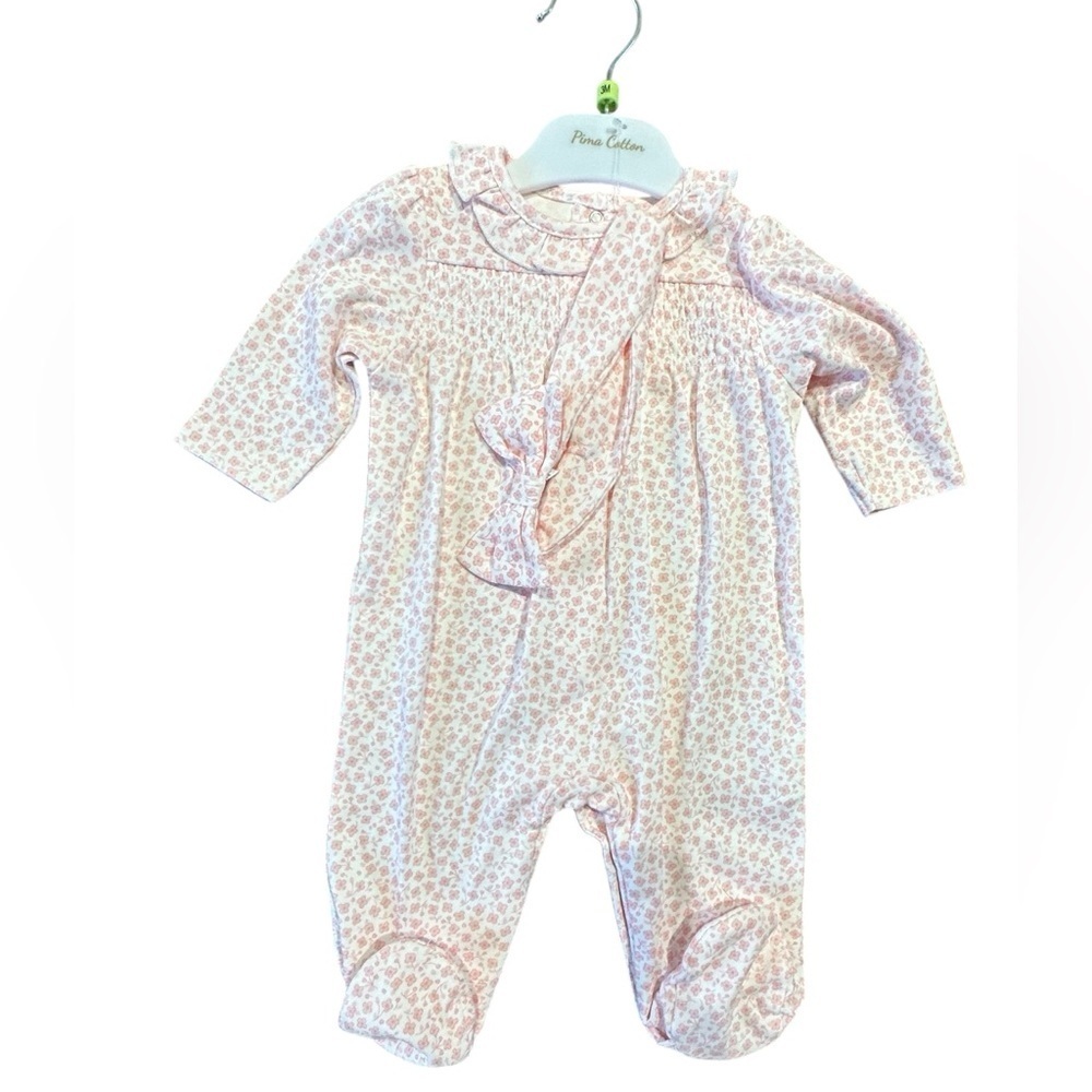 Little Me NWT Pink Floral Footie Romper & Headband Size 3 months